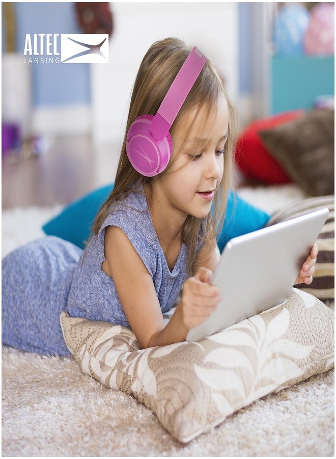 Altec Lansing Kid Safe 2-in-1 Wireless Bluetooth Headphones - Crystal Clear Sound, Safe Volume Limiting, Foldable Design - Enjoy Audio and Protect Your Child's Hearing (Princess Pink) - Image 3